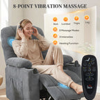 Recliner Armchair with Vibration Massage, Heat, Whisper-Quiet Motor, Memory Function, Power Reclining Chair, Dark Grey