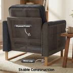 Accent Chair with Pocket Spring, Modern Industrial Armchair with Metal Legs for Livingroom Dark Grey