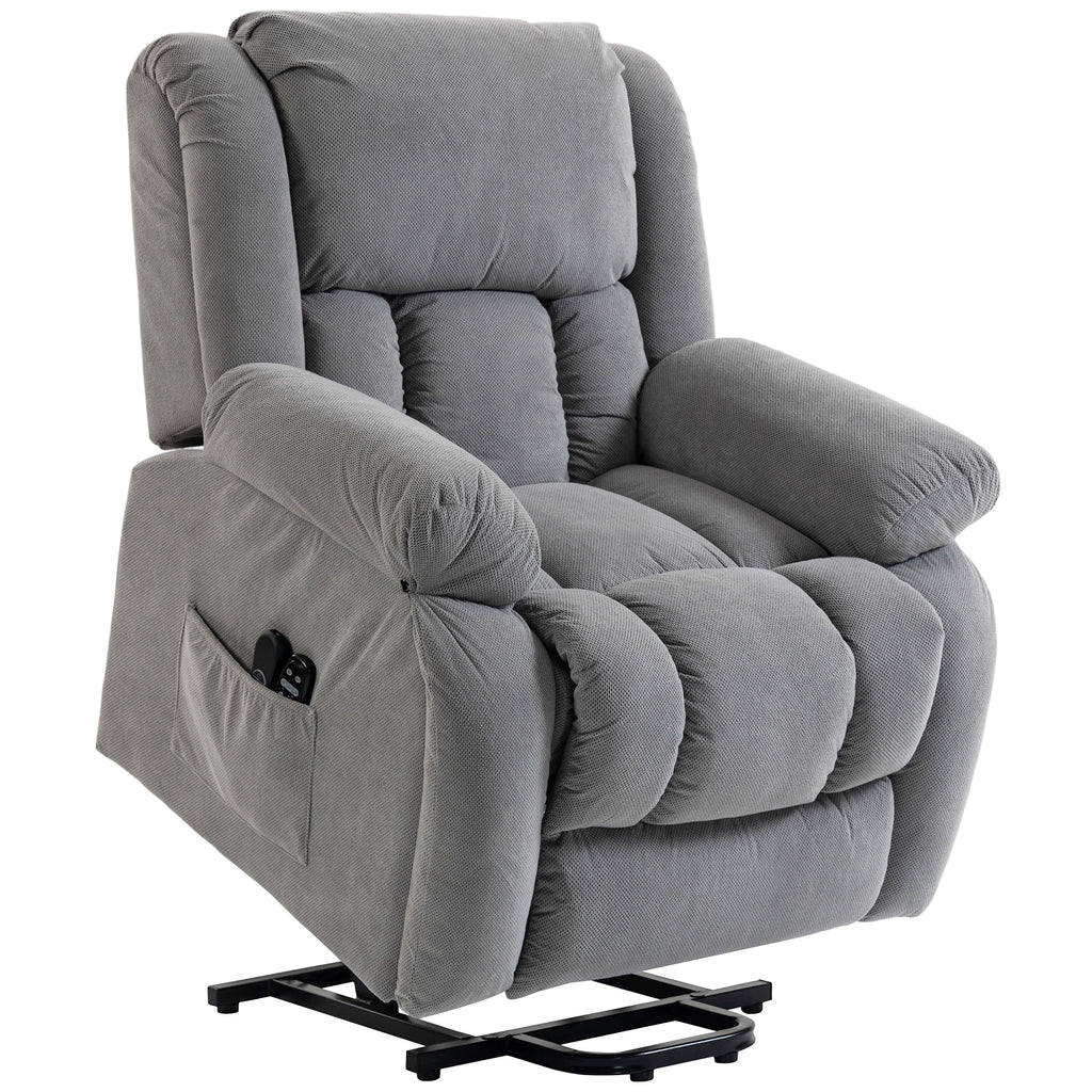 Recliner Armchair Lift Chair, Electric Recliner Chair with Vibration Massage and Heat, Wide Seat, USB Port, Light Grey