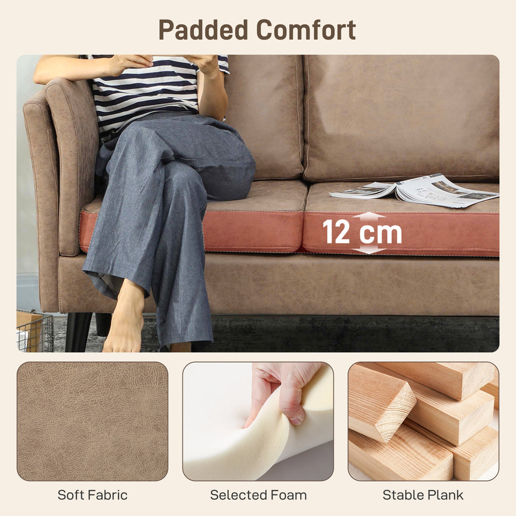 Two-Seater Leathaire Sofa - Light Brown