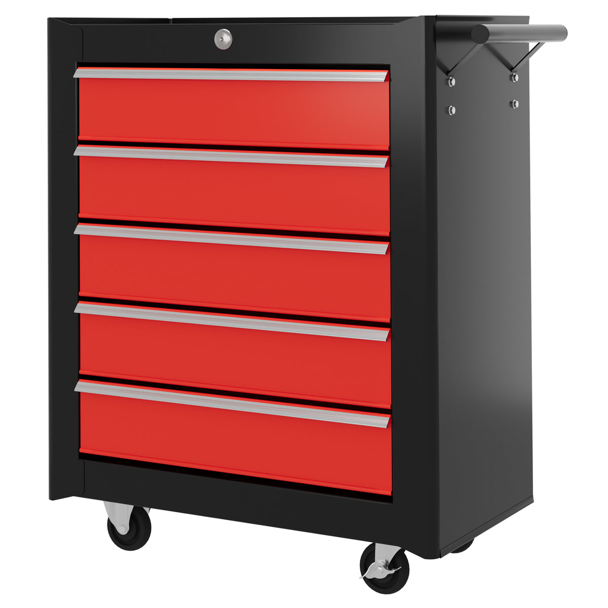 5-Drawer Lockable Rolling Tool Chest with Handle & 2 Keys – Red – image 1 of 9