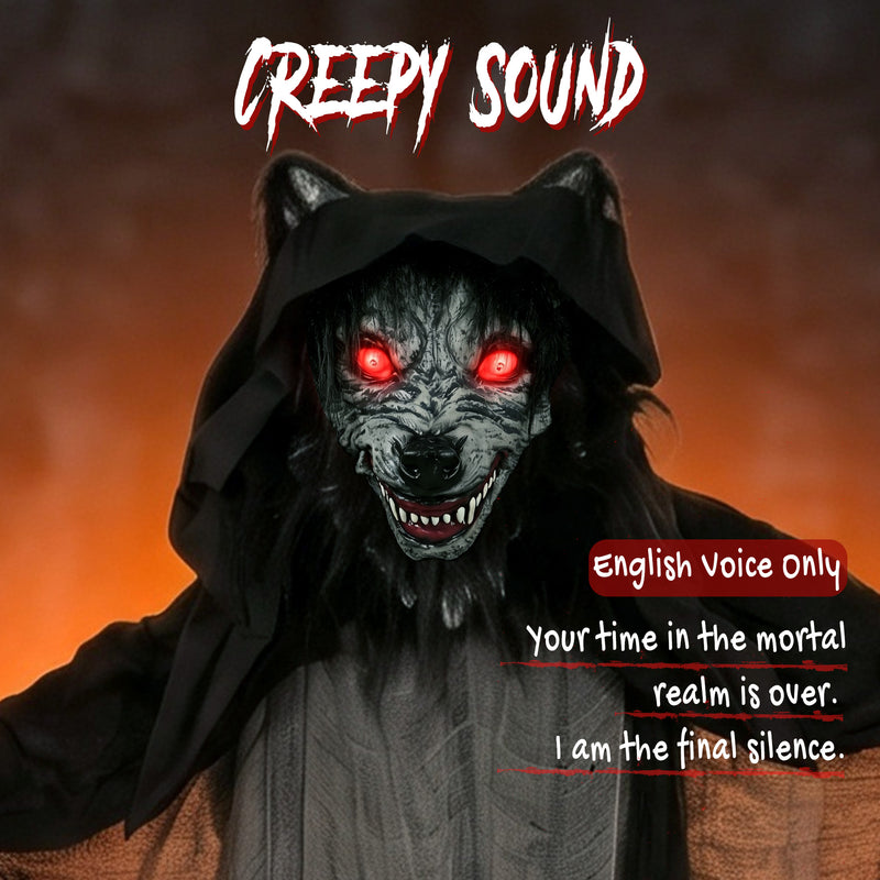 170cm Animated Werewolf with Sickle, Glowing Eyes & Sound – image 7 of 9