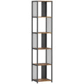 5-Tier Bookshelf with Steel Frame - Rustic Brown