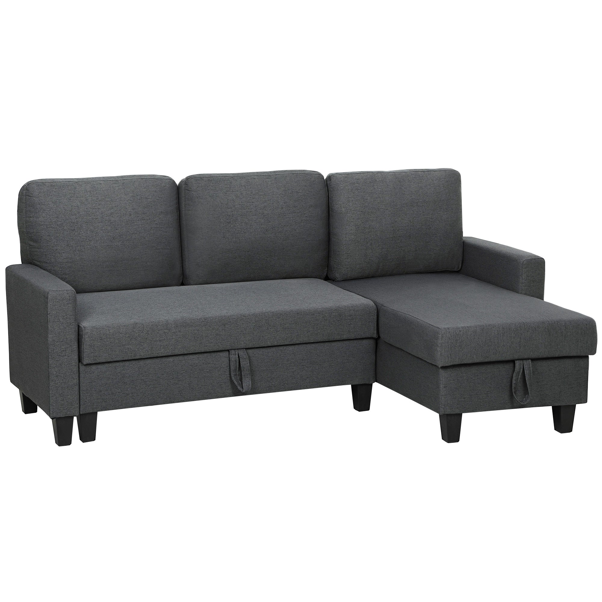 Three-Seater Storage Sofa Bed -  Charcoal Grey