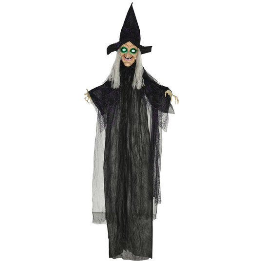 183cm Hanging Witch with Colourful Glowing Eyes & Sound – image 1 of 9