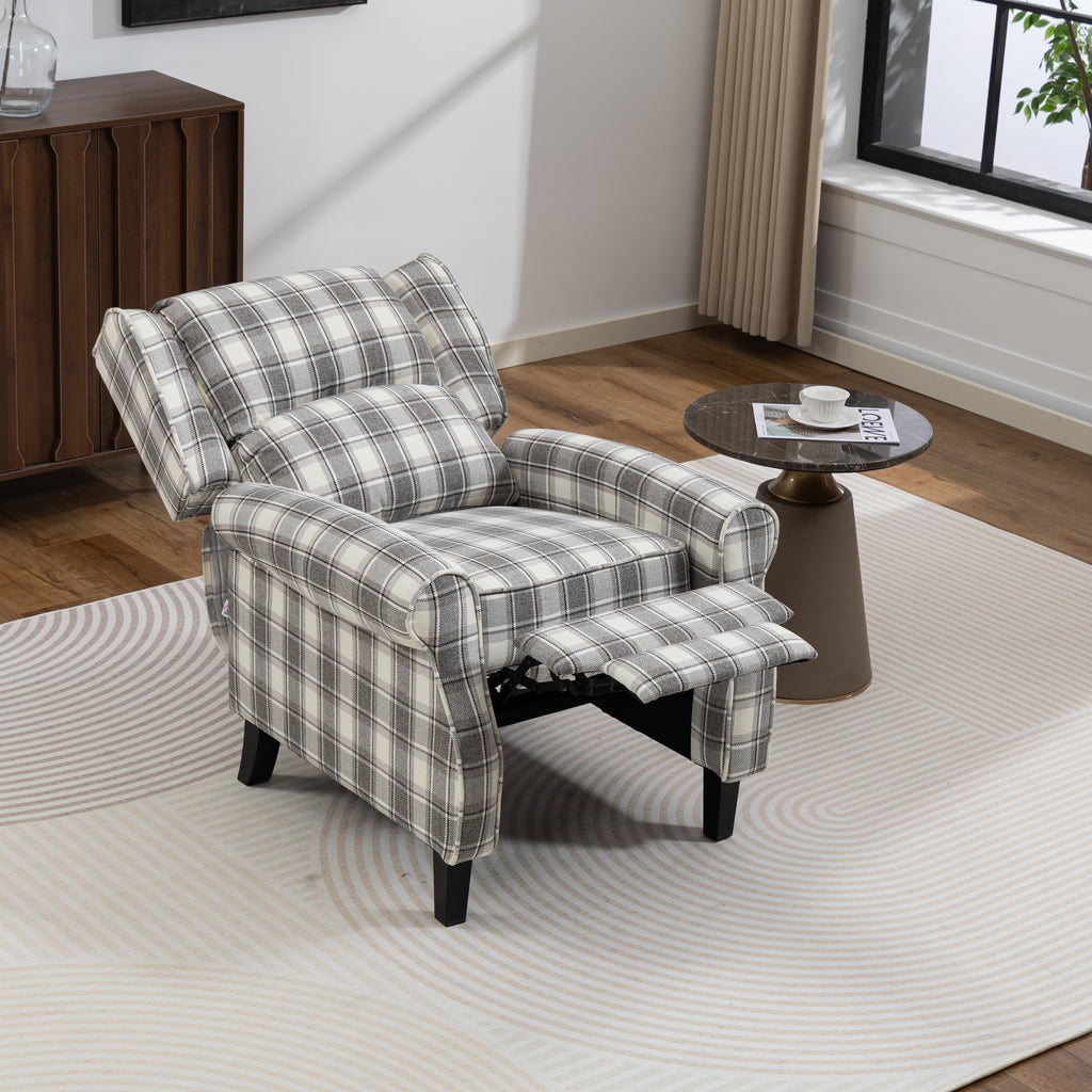 160Â° Reclining Armchair, with Footrest - Grey and White