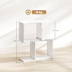 Side Table, Narrow End Table with Storage Shelves, S-Shaped, 3-Tier, 50W x 19.5D x 58H cm, White