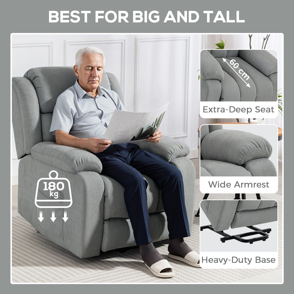 Power Lift Recliner Chair with Vibration Massage, Lift Chair for Elderly with Footrest, Remote, Side Pocket, Light Grey