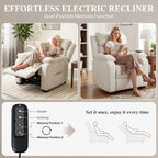 Power Recliner Armchair with Massage and Heat, Electric Reclining Chair with Wide Spring Seat, Cream White