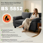 2 Seater Sofa, 156cm Chenille Loveseat Sofa, Dark Grey
