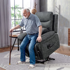 Power Lift Recliner Chair with Vibration Massage, Heat, USB - Grey