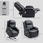 Riser and Recliner Chair with Vibration Massage, PU Leather Power Lift Chair for Elderly, Black