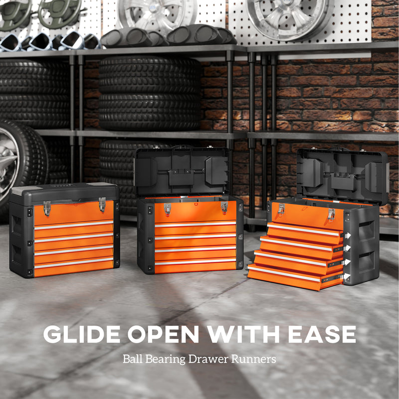 4-Drawer Portable Tool Box with Top Tray & Parts Boxes – Orange – image 6 of 9