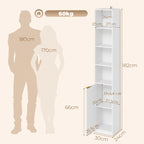 Bookcase Adjustable Shelf Bookshelf Anti-Tip Hardware 6-Tier Storage Cabinet White Wood Effect