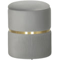 Velvet-Feel Storage Ottoman - Light Grey