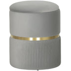 Velvet-Feel Storage Ottoman - Light Grey