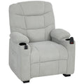 Electric Massage Recliner Armchair with Vibration, Heat, Whisper-Quiet Motor, Memory Function, Fleece Power Reclining Chair with Spring Pack, USB Port, Footrest, Side Pocket, Grey