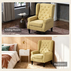 Wingback Accent Chair, Retro Upholstered Button Tufted Occasional Chair for Living Room and Bedroom, Yellow