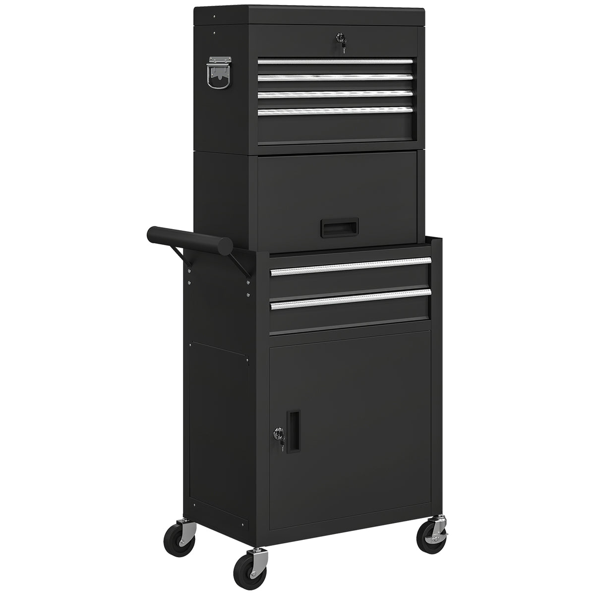 Three-Part Locking Steel Tool Chest on Wheels – Black – image 1 of 9