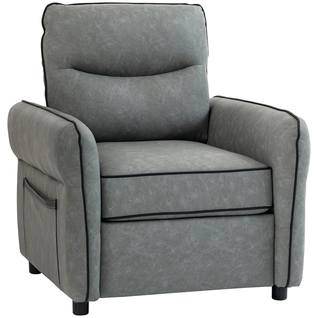 Accent Chair, Faux Leather Armchair - Grey