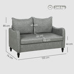 Faux Leather Marble-Effect Two-Seater Sofa - Grey