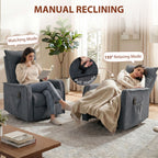 Recliner Armchair, Chenille Recliner Chair with Massage and Heat, 360Â° Swivel Rocking Manual Recliner, Dark Grey