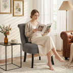 Fabric Single Sofa Dining Chair Tub Chair Upholstered W/ Pillow Solid Wood Leg Home Living Room Furniture Charcoal Grey