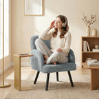 Lounge Chair Velvet Upholstered Armchair with Spring Cushion for Living Room Bedroom Grey