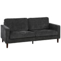 3 Seater Sofa Button Tufted Upholstered Couch with Wood Legs for Living Room, Dark Grey