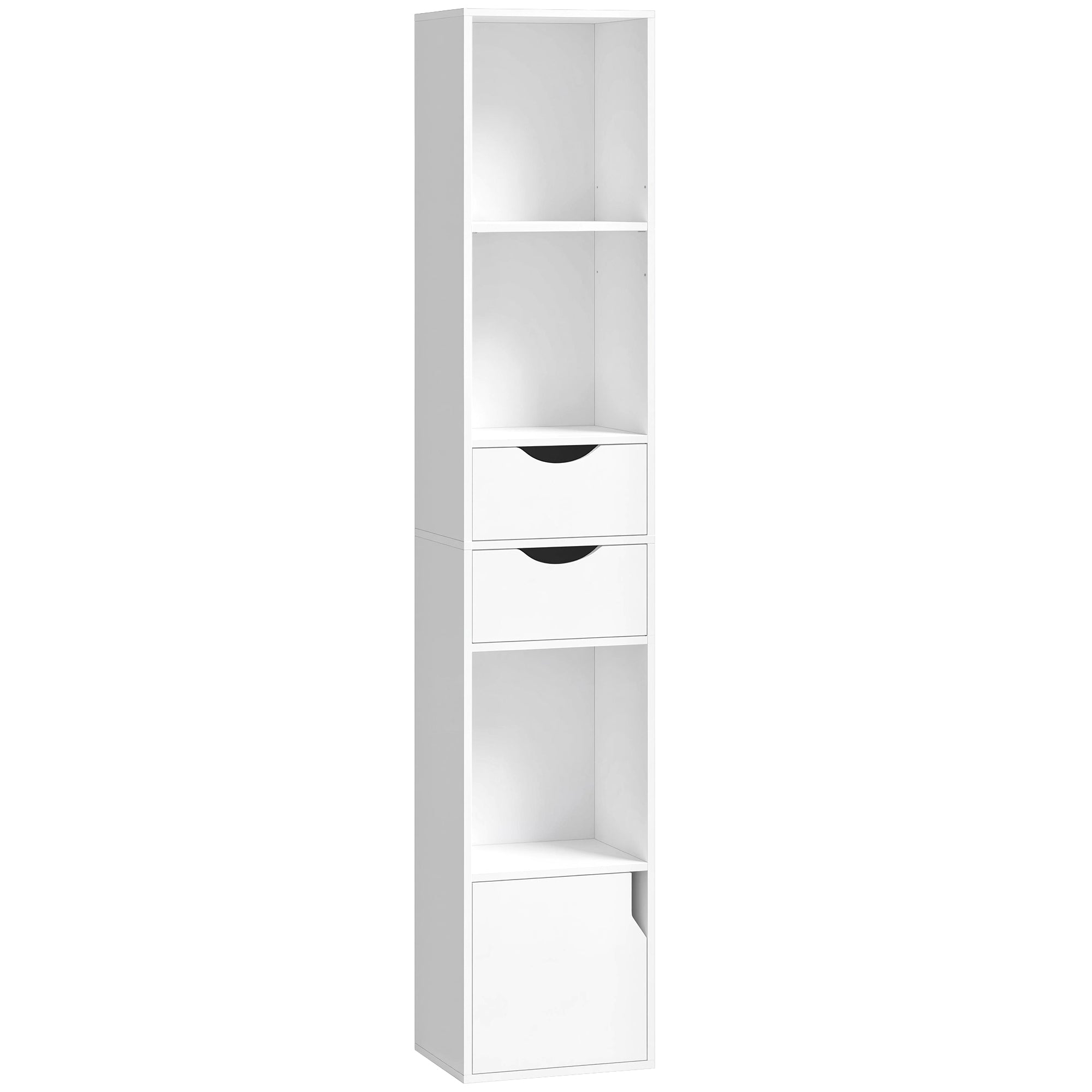Bookcase with Drawers Adjustable Shelf Bookshelf with 2 Drawers and Cabinet 158 cm White