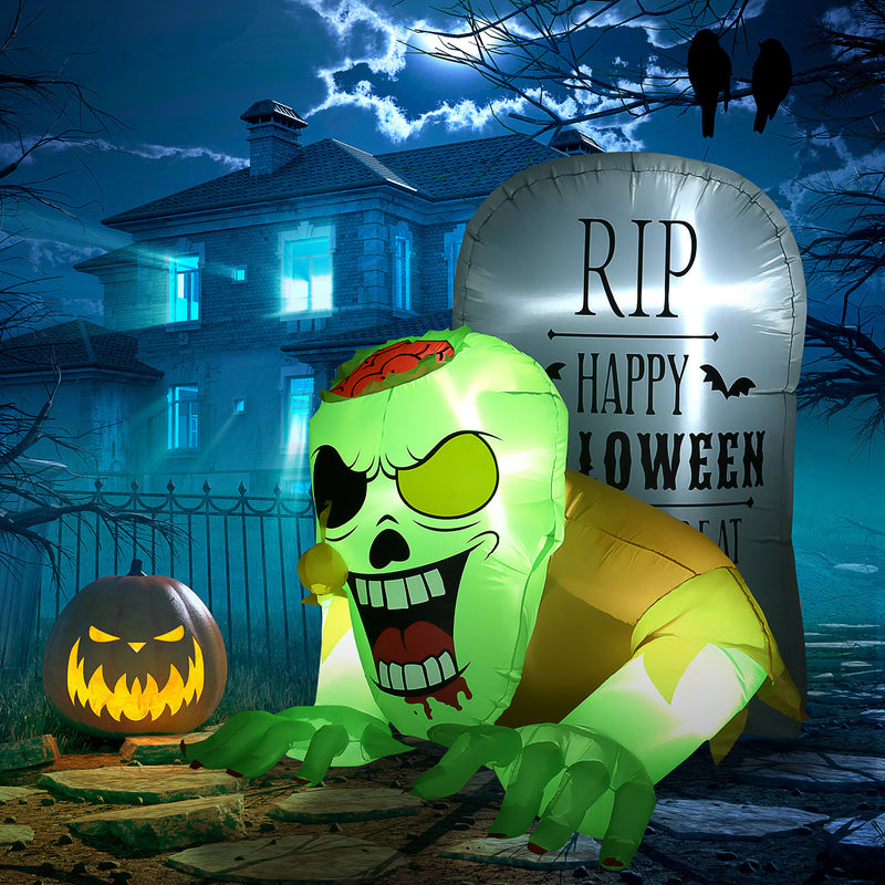 5ft Inflatable Ghost & Tombstone with 4 LED Lights – image 2 of 9