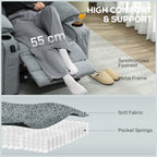 Electric Massage Recliner Armchair with Vibration, Heat, Whisper-Quiet Motor, Memory Function, Velvet Power Reclining Chair with Spring Pack, USB Port, Footrest, Side Pockets, Cup Holders, Grey