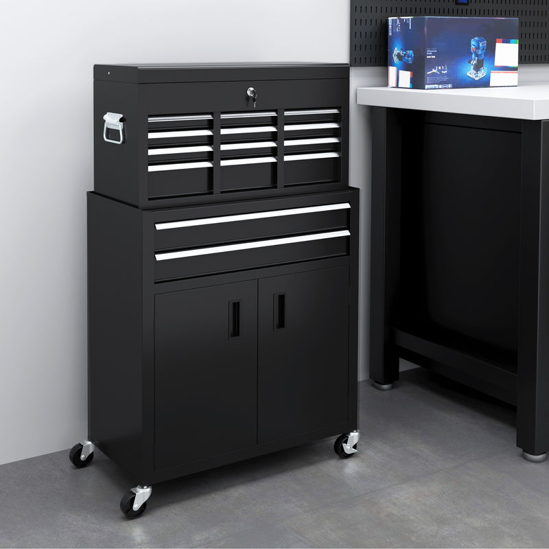6-Drawer Rolling Tool Chest & Cabinet with Pegboard – Black – image 2 of 9