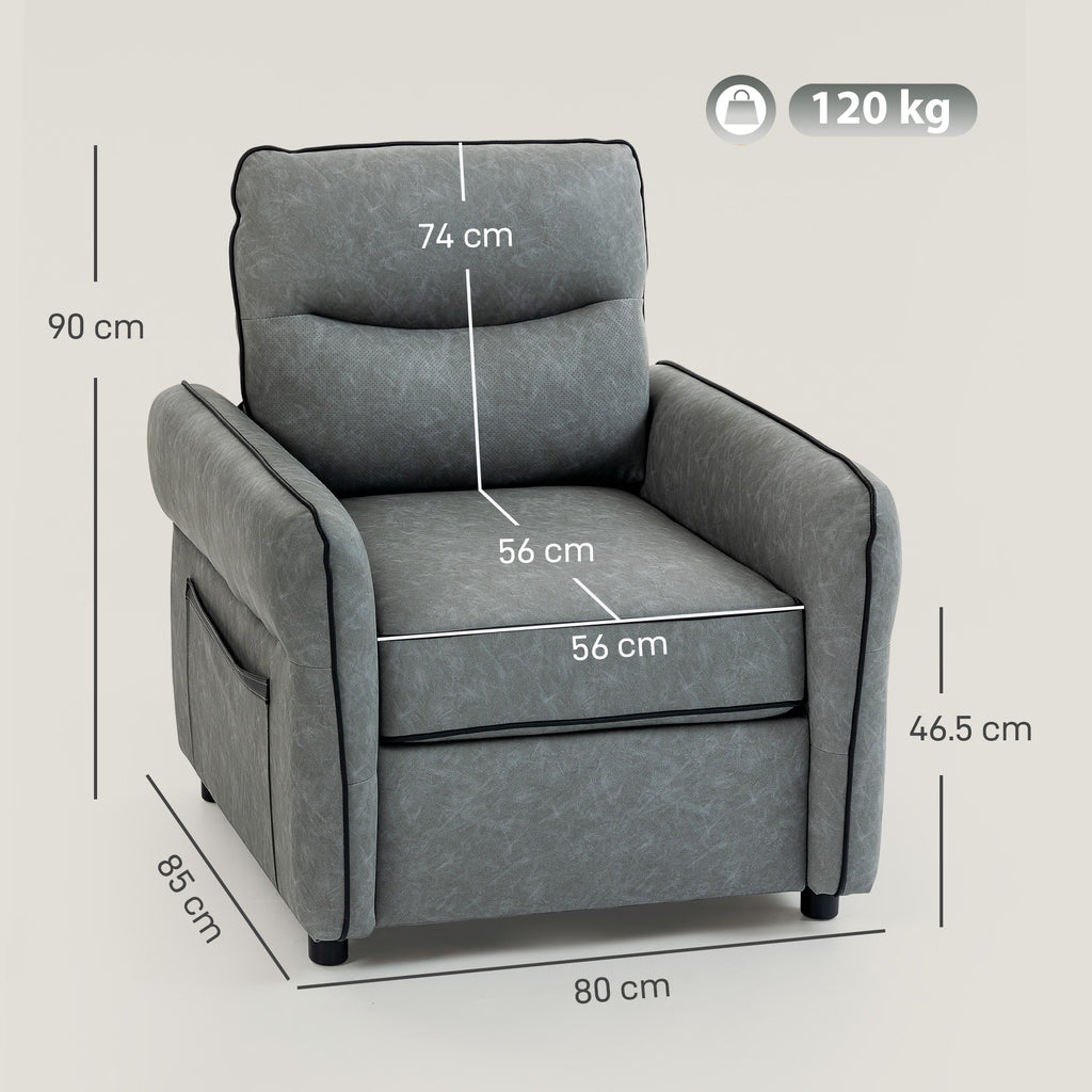 Accent Chair, Faux Leather Armchair - Grey