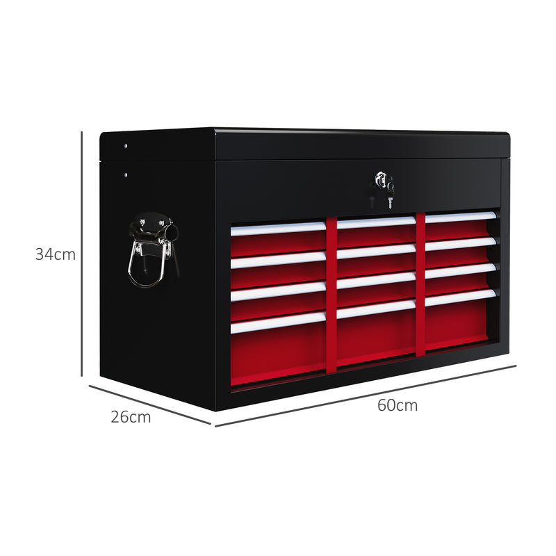 6-Drawer Lockable Steel Tool Chest with Carry Handle – Red – image 3 of 9