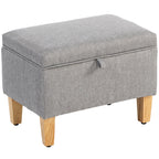 16L Linen Storage Ottoman Padded Footstool with Rubberwood Legs for Storage Box, Bed End, Shoe Bench, Seating, Light Grey
