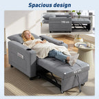 3-in-1 Single Sofa Bed, Convertible Sleeper Chair Bed - Dark Grey