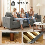 3 Seater Sofa with Wide Seat, Corduroy Fabric Couch with Deep Seat, Spring Cushion, Light Grey