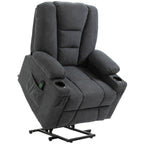 HOMCOM Electric Riser Recliner Armchairï¼ Oversized Chair with Cup Holder & Side Pockets for Elderly in Living Room, Charcoal Grey