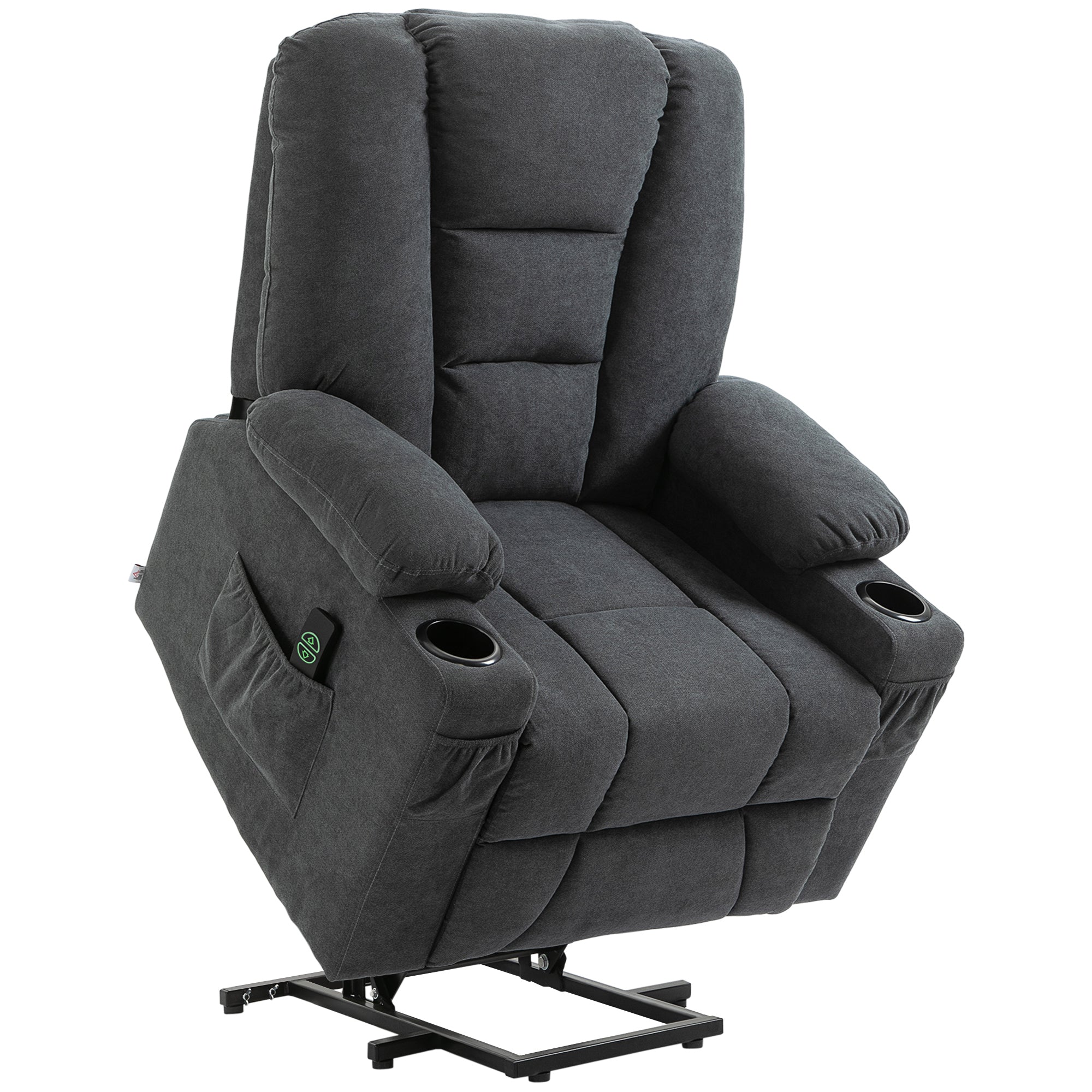 HOMCOM Electric Riser Recliner Armchairï¼ Oversized Chair with Cup Holder & Side Pockets for Elderly in Living Room, Charcoal Grey