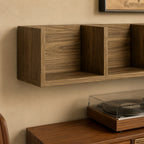 Wall Mount 84 CD / 56 DVD/Blu-ray/ Media Storage Rack 4 Cubes Wooden Shelf Organizer Unit Bookcase Display, Walnut