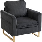 Accent Chair with Pocket Spring, Modern Industrial Armchair with Metal Legs for Livingroom Dark Grey