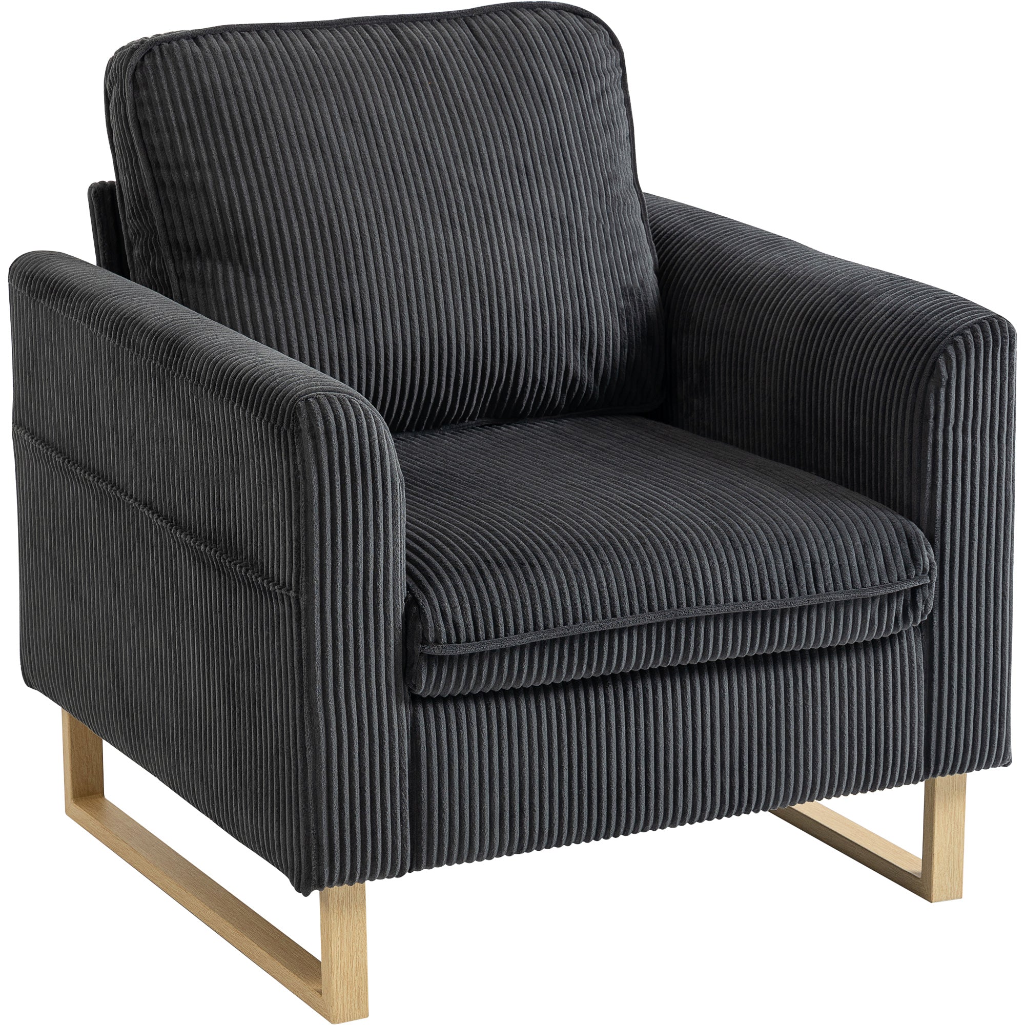 Accent Chair with Pocket Spring, Modern Industrial Armchair with Metal Legs for Livingroom Dark Grey