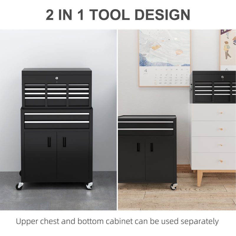 6-Drawer Rolling Tool Chest & Cabinet with Pegboard – Black – image 4 of 9