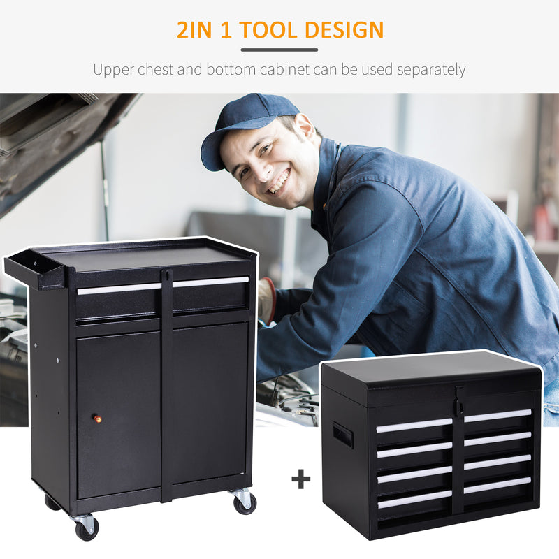 2-in-1 Rolling Tool Chest with 5 Drawers & Pegboard – Black – image 4 of 9