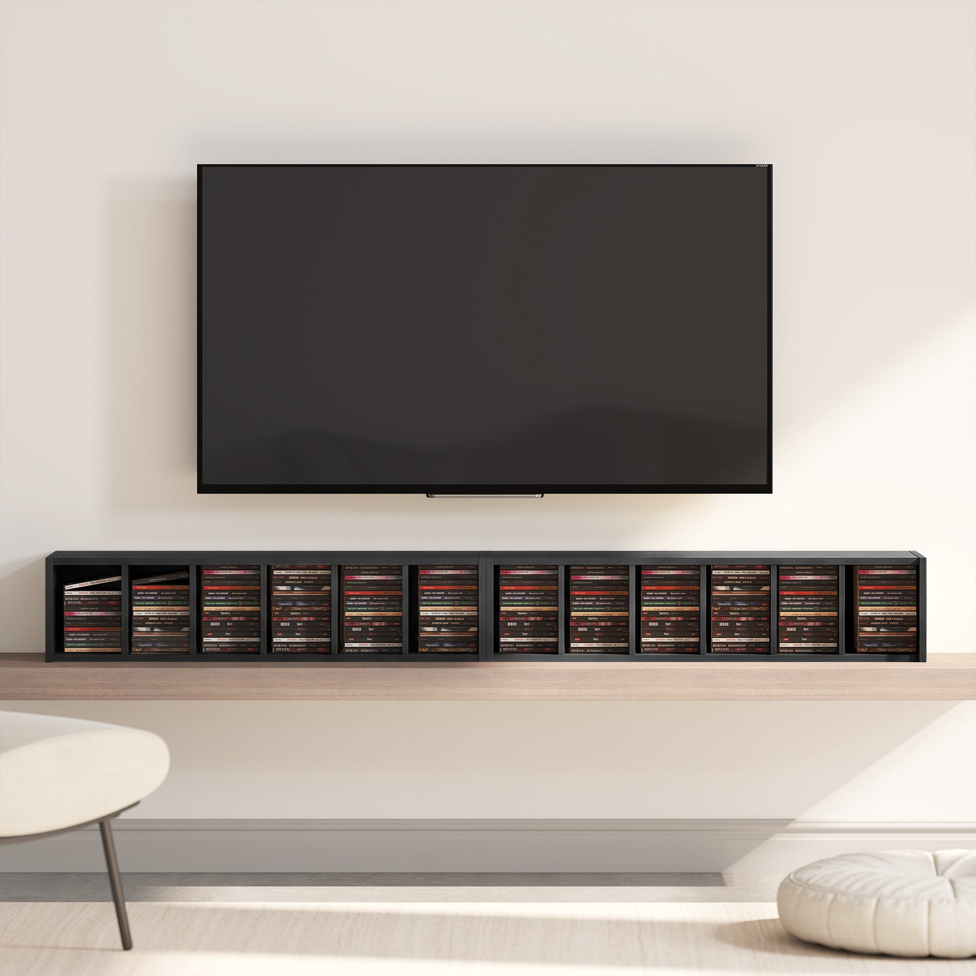 Set of 2 CD Media Display Shelf Unit Tower Rack with Adjustable Shelves, Black