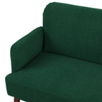 Velvet Feel Fabric 2 Seater Sofa, Small Sofa Loveseat with 21cm Thick Padding and Wood Legs, Dark Green