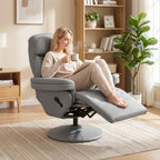Upholstered Reclining Armchair, Manual Recliner Chair with Footrest and Adjustable Backrest, Grey