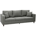 3 Seater Sofa with Wide Seat, Corduroy Fabric Couch with Deep Seat, Spring Cushion, Light Grey