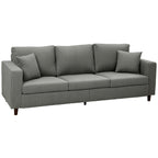 3 Seater Sofa with Wide Seat, Corduroy Fabric Couch with Deep Seat, Spring Cushion, Light Grey
